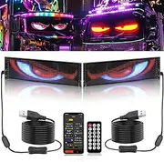 2 Pack Devil Eyes Lights for Cars, 23in Flexible LED Display Screen Panel for Truck/SUV Window, Dynamic Personalized Programmable LED Eyes for Truck Windshield with Remote and Bluetooth APP Control