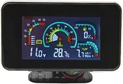 4 in 1 LCD 12V/24V Oil Pressure Voltmeter Volt Water Temperature Oil Fuel Gauge with 10mm Sensor for Excavator Truck