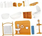 Hohopeti 1 Set Mini Dollhouse Bathroom Set Model Dolls House Furniture Doll House Small Mini Figurine Miniature Furniture Decor Mini Furniture Ornament Yellow Plastic