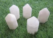 Salt Shaker White Quartz, Vintage Lead White Quartz Salt and Pepper Shakers.