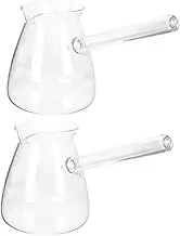 Gatuida 2pcs Heat Resistant Teapot Glass Coffee Pot with Side Handle for Tea Coffee and Herbal Infusions Random Style for Home Tearoom Use