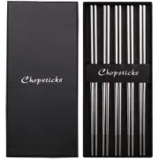 Chopsticks, Metal Chopsticks, 18/10 Stainless Steel Chopstick Set, Reusable, ...