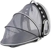 JUMPLAWN Pet Carrier Expandable Backpack Cat Travel Bag Mesh Shoulder Bag Pet Backpack Expandable Carrier Comfortable Outdoor Experience No Zipper Needed