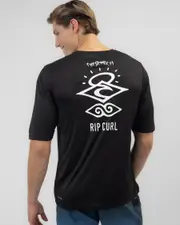 [Rip Curl] Rip Curl Men's Icons Surflite Upf Short Sleeve Rash Vest in Black Size XL XL Black