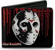 [Buckle-Down] Bi-Fold Wallet, Jason Voorhees Jason Mask 4 + Friday The 13th Blood Splatter Black/Red/White