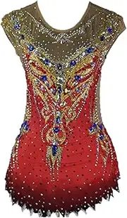[JRUIA] Women's Rhythmic Gymnastics Leotards Exquisite Figure Skating Dance Dress Girls Gymnastics Competition Activewear