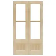 Pair of 62cm Tall Internal Glazed French Doors, Raw