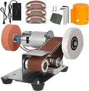 Mini Belt Sander, 15° Electric Knife Sharpener Bench Grinder Sanding Machine Bench Metal Polisher for Knife Making, DIY Wood Working