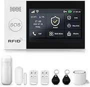 LWOHSI Alarm System for Home Security,Wireless 4.3" Fulltouch Screen Alarm Kit with Phone APP Alert, Door/Window Sensor, Remote, Compatible with Alexa and Google for House, Apartment