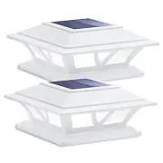 Solar Post Lights Outdoor 2 Modes LED Fence Deck Cap Light for 2 Pack White