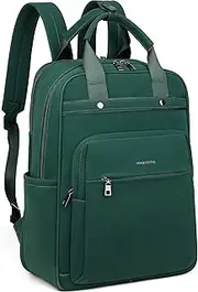 MASINTOR Leather Laptop Backpack for Women, Stylish Computer Backpack College Business Work Shoulder Bags Work and Travel