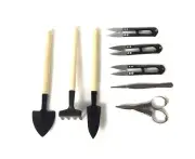 Bonsai Set 8 Piece - Includes Pruning Shears, Folding Scissors, Mini Rake, Leaf Pruner Set
