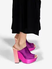 Purple Satin Platform Mules