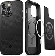 SPIGEN Mag Armor MagFit for iPhone 14 Pro Case, Compatible with MagSafe Magnetic Ring, Air Cushion Technology Raised Edges Bumper TPU Cover - Black