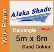 New Shade Sail - Sand Colour Rectangle 5x6m, 5m x 6m, 5 by 6m, 5 x 6m, 5mx6m