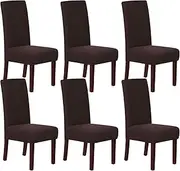 Smarcute Dining Chair Covers Stretch Removable Washable Chair Covers Chair Protector Home Decor Spandex Jacquard Dining Chair Protector Cover for Dining Room Set of 6,Brown