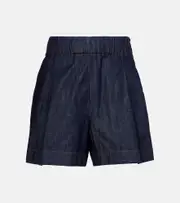 [Dries Van Noten] Dries Van Noten Pleated high-rise denim shorts AU 10 blue