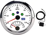 Zohisin 85mm 120mph GPS Speedometer Gauge with Tachometer 8000 RPM overspeed Alarm LCD red Backlight for 12v 24v car Boat atvwhite ((White CX8192))