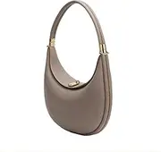 [Generic] Women's Leather Crescent Shoulder Bag with Adjustable Strap & Trendy Half-Moon Design