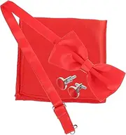 [LIFKOME] Satin Formal Neck Bowtie Red Satin Tie Formal Bowties Tie and Handkerchief