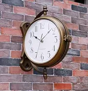 Outdoor Double Sided Clock with Westminster Chime, Antique Vintage Double Sided Wall Clock Iron Train Station Industrial Wall Clock Waterproof Chimes Every Hour