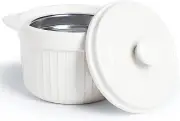 Ceramic Bacon Grease Container Keeper with Strainer, Frying Oil Storage Can, Whi