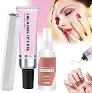 Lulou Magic Solid Nail Glue Kit 3-In-1 Nail Art Kits, Solid Nail Glue Gel for Nail Tip Press on Nails, Strong Adhesive Solid Nail Tips Gel for Nail Art , Solid Nail Glue Gel Kit (1Set)