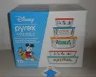 10 PIECE PYREX MICKEY MOUSE DECORATED GLASS FOOD STORAGE SET BOWLS LIDS