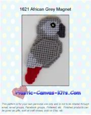 African Grey Magnet - Plastic Canvas Pattern or Kit