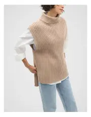 [Seed Heritage] Collar Knit Poncho in Cookie