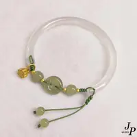 在飛比找momo購物網優惠-【Jpqueen】古典綠色白玉編織平安扣手環(白綠色)