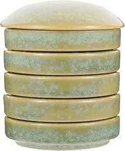 Porcelain Chinese Painting 5-Layer Stackable Paint Mixing Trays Ceramic Watercolor Palette Set with Flower Pattern Sauce Dishes