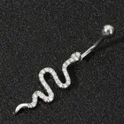 Zircon Belly Button Rings Perforation Snake Shaped Navel Ring Piercing JewelJ0