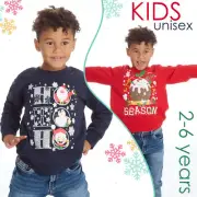 Kids Infant Girls Boys Christmas Sweatshirt Pullover Xmas Jumper 100% Cotton UK