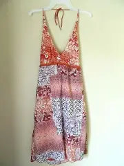 NWT XHILARATION Junior DRESS Halter top backless multicolored zipper back size L