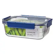 Lock & Lock Top Class 2L/25cm Glass Container w/ Tritan Lid Rectangle - Blue
