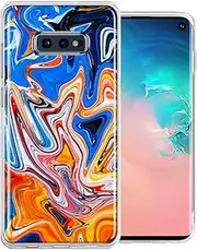 for Samsung Galaxy S10e Blue Orange Abstract Design Double Layer Phone Case Cover