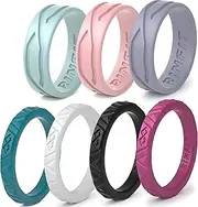 [Rinfit] Silicone Rings for Women and Men - Silicone Wedding Bands Sets for Him and Her - Patented Design Rubber Wedding Rings - 4Love Collection