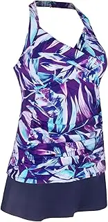 [JINXUEER] Women’s Plus Size Swimwear Floral Tankini Set Ruched Modest Two Piece Skirt Swimsuit