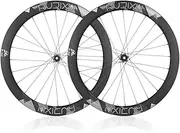 Carbon Wheelset 700c Disc Brake Road Bike Front Rear Wheels 50MM Rims, 36T Ratchet, Thru-Axle 100/142mm, Sealed Bearings Hub, HG/XDR, for 8/9/10/11/12 Speed Cassette