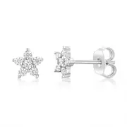 Sterling Silver Cubic Zirconia Flower Stud Earrings