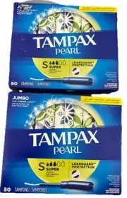 2X Tampax Pearl - Super Absorbency 50 Each Tampons - Unscented TORN READ