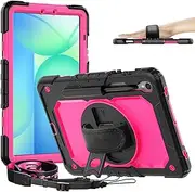 [timecity] for Samsung Galaxy Tab S9 FE Case 10.9 inch/Galaxy Tab S9 Case 11 inch 2023 (SM-X510/SM-X516/SM-X710/SM-X716B/SM-X718U Cover) w/Screen Protector, Hand Strap, 360°Rotating Stand - Rose