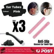 3 x Anti-Slip Tip Ear Grip Silicone Temple Hook Glasses Spectacle Holder Pink