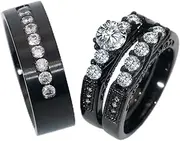 [lvrong] Couple Rings His Her Wedding Ring Sets for Him and Her Matching Rings Gold Plated AAA CZ Ring