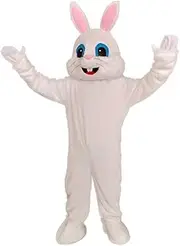 MatGui Adult Party Easter Bunny Costume Plush Rabbit Bunny Mascot Costume, White Bunny