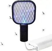 Electric Fly Swatter Racket | Fly Zapping Racket | Light Rechargeable Electronic Swatter with Trap Light for Picnic Camping Garden Balcony Patio Backyard Travel