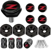 License Plate Screws with Z Emblem for 350Z 370Z Z34 Z33 Front and Back License Plates and License Plate Frames on Cars & 4Valve Stem Caps