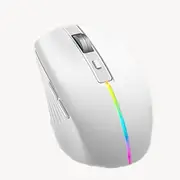 Bluetooth Mouse, Multi-Device Rechargeable Silent 6-Button Wireless Mouse Tri Mode BT 5.0+BT4.0+2.4G with RGB Backlight, 1600DPI Ergonomic Mouse for Mobile/Tablets, Laptop PC (White)