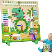 Daily Calendar for Kids | Wooden Toddler Learning Clock Calendar,Fun Telling Time Teaching Clock, Learning & Education Toys, Travel Toys for Kids